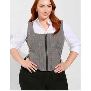 Plaid Zip-Front Women's Top